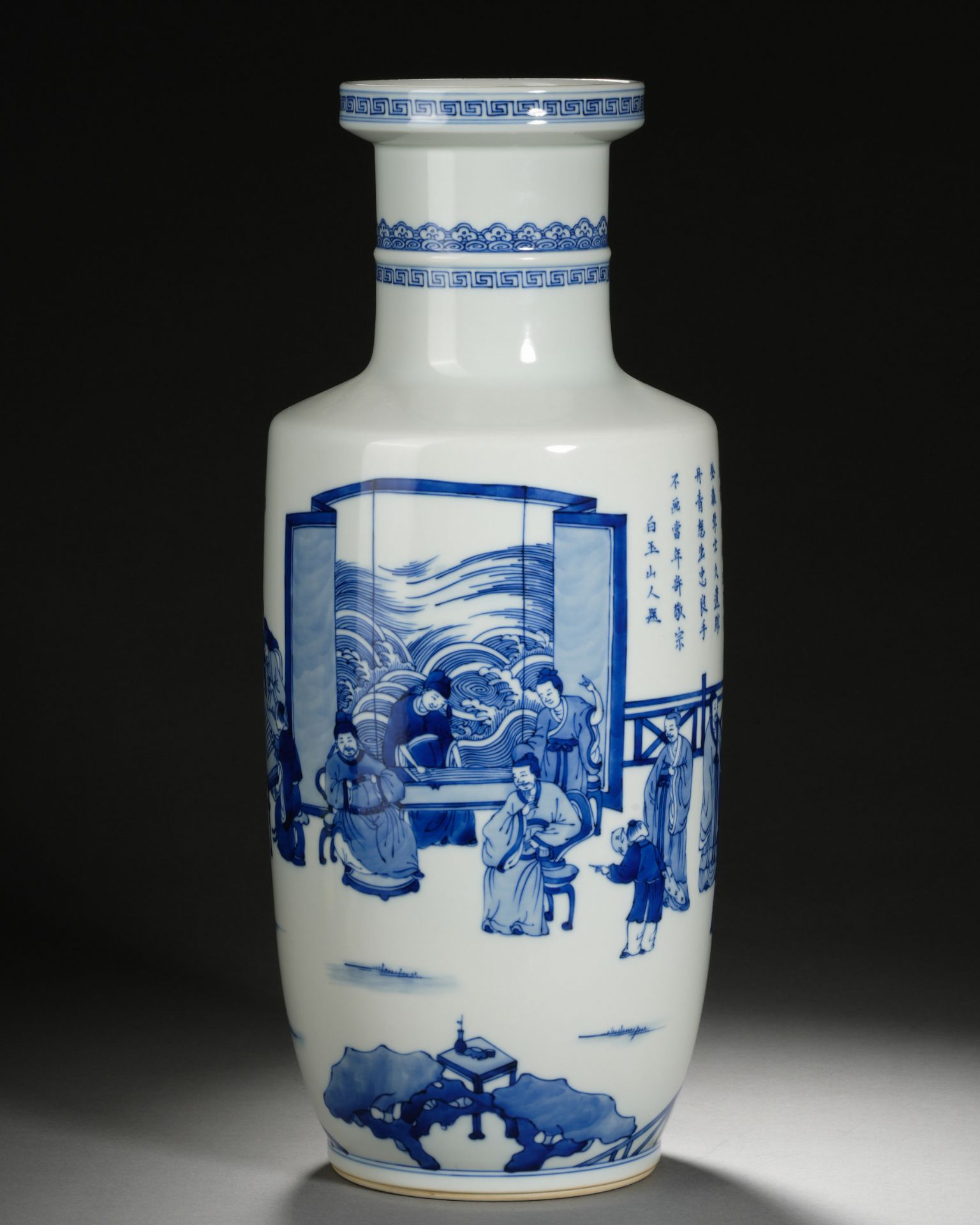 A Chinese Blue and White Figural Story Mallet Vase - Bild 7 aus 15