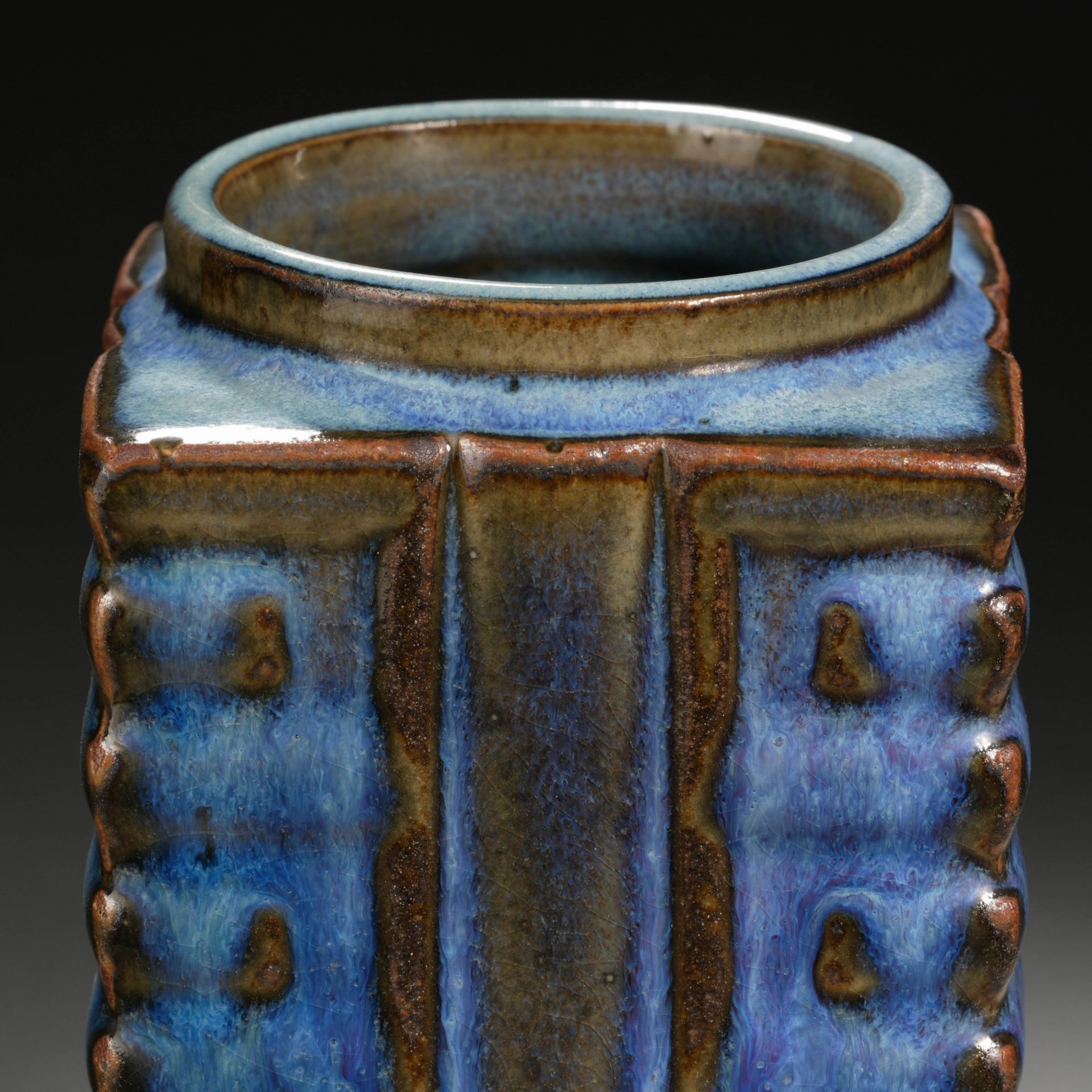 A Chinese Flambe Glaze Cong Vase - Bild 7 aus 9