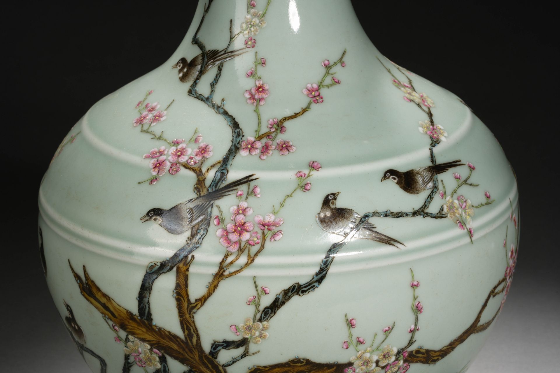 A Chinese Famille Rose Plum and Magpies Decorative Vase - Image 4 of 13