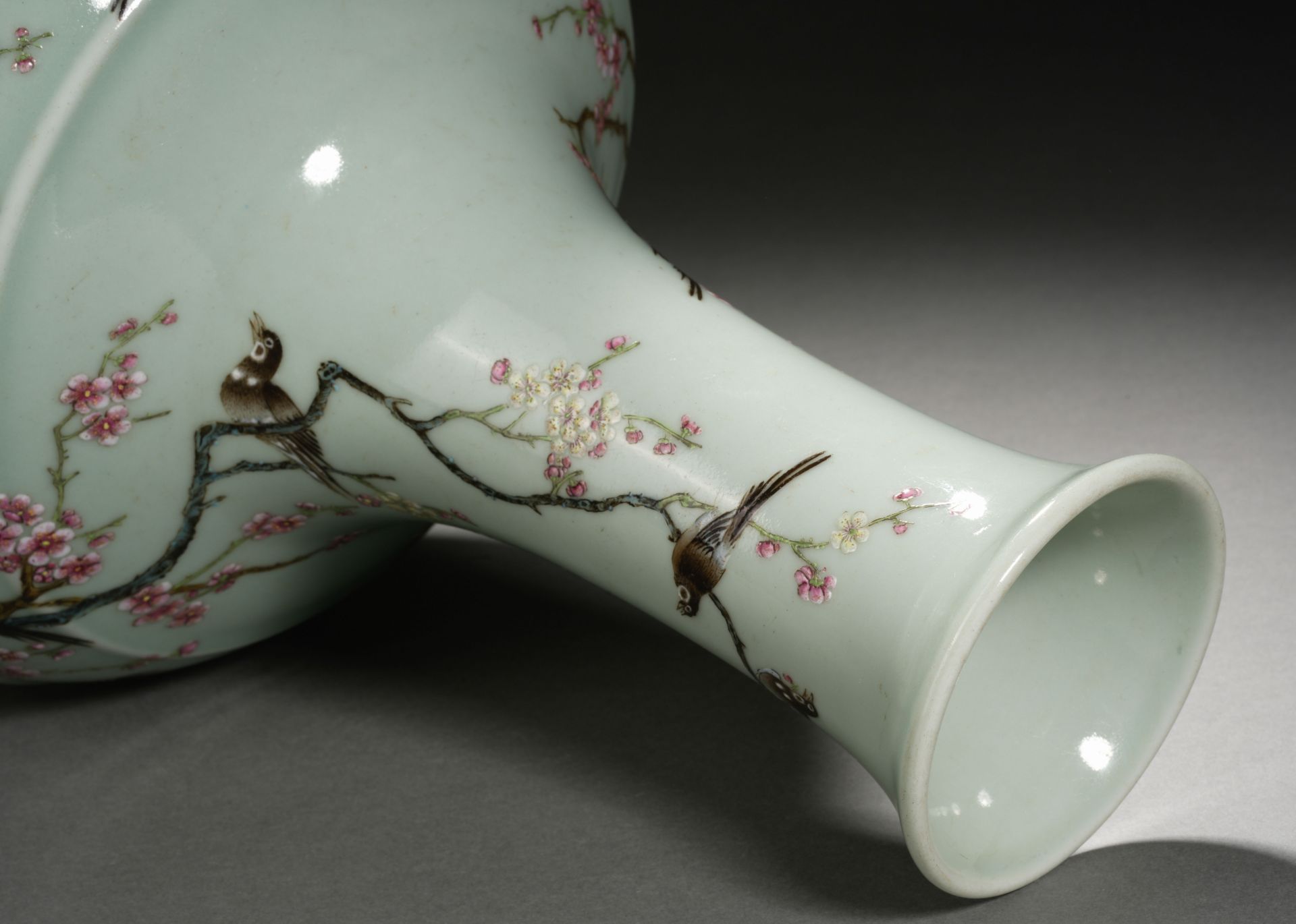 A Chinese Famille Rose Plum and Magpies Decorative Vase - Image 11 of 13