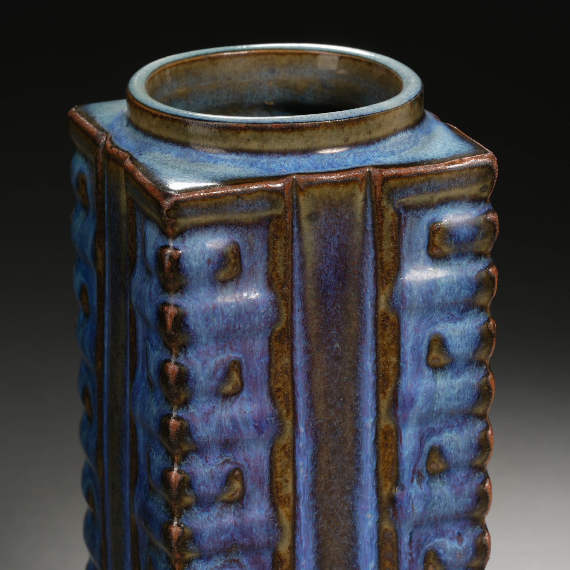 A Chinese Flambe Glaze Cong Vase - Bild 6 aus 9