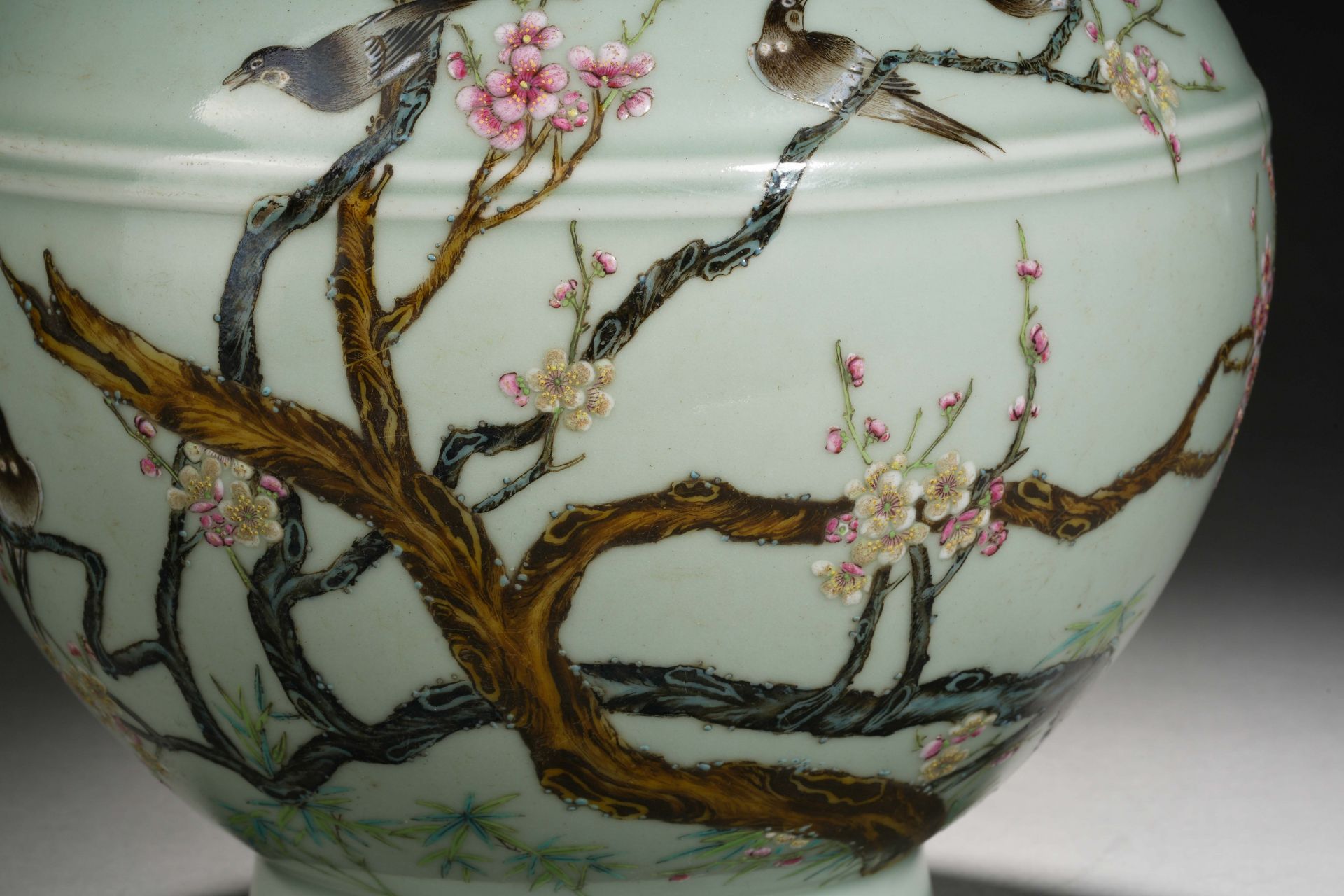 A Chinese Famille Rose Plum and Magpies Decorative Vase - Image 10 of 13