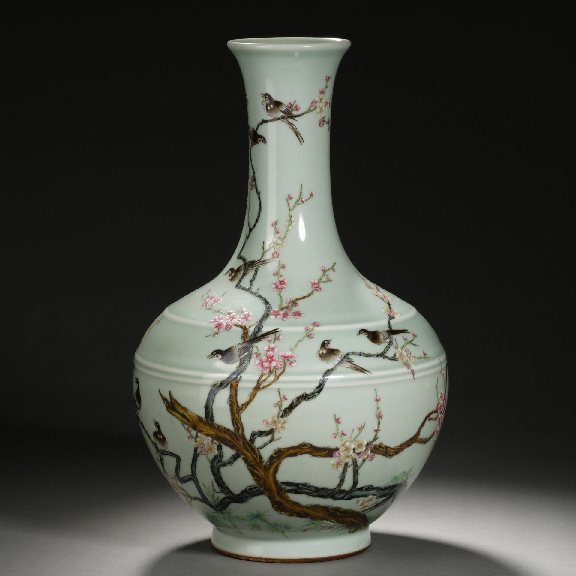 A Chinese Famille Rose Plum and Magpies Decorative Vase - Image 2 of 13