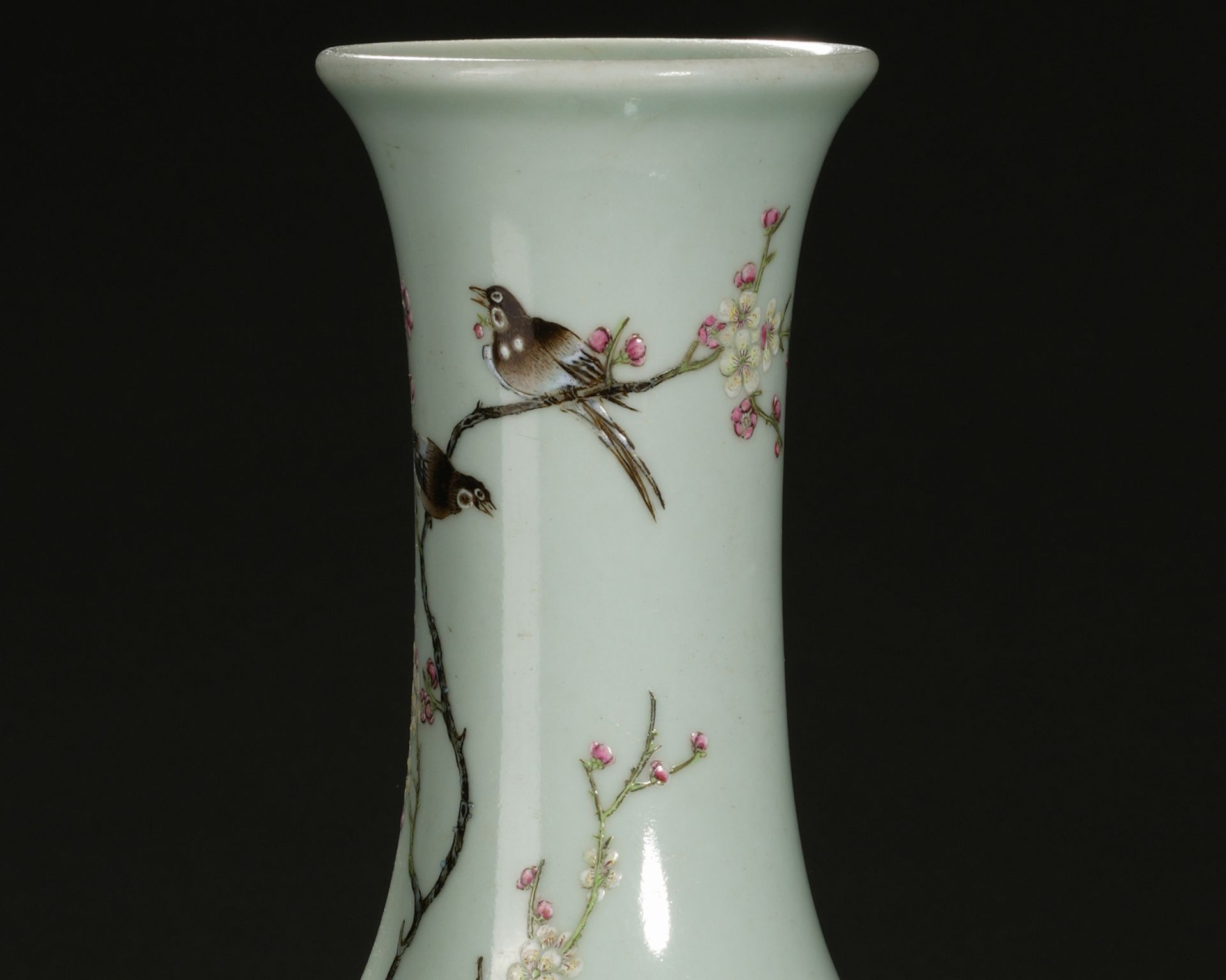 A Chinese Famille Rose Plum and Magpies Decorative Vase - Image 3 of 13