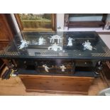 Ornate Green Chinese Table with Mother of Pearl Inlays