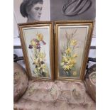 Pair of Original Paintings - Iris & Daffodils