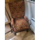 Beautiful Throne Chair with Arts & Crafts upholstery