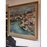 Original Oil Painting of Turkish Bridge at Mostar, Yugoslavia - low reserve