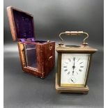 Fine Brass Corniche Case Carriage Clock, Alarm & Original Travelling Case by Payne & Son, Oxford