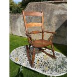 19th C Oxford Bar Back Rocking Chair