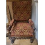 Beautiful Throne Chair with Arts & Crafts upholstery