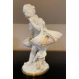 Large Moore Brothers Porcelain Cherub with Flowers