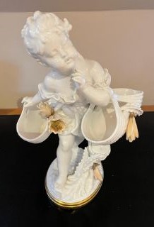 Large Moore Brothers Porcelain Cherub with Flowers - Image 2 of 6