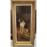 Foxhound Dog left behind in Stable - Oil Painting