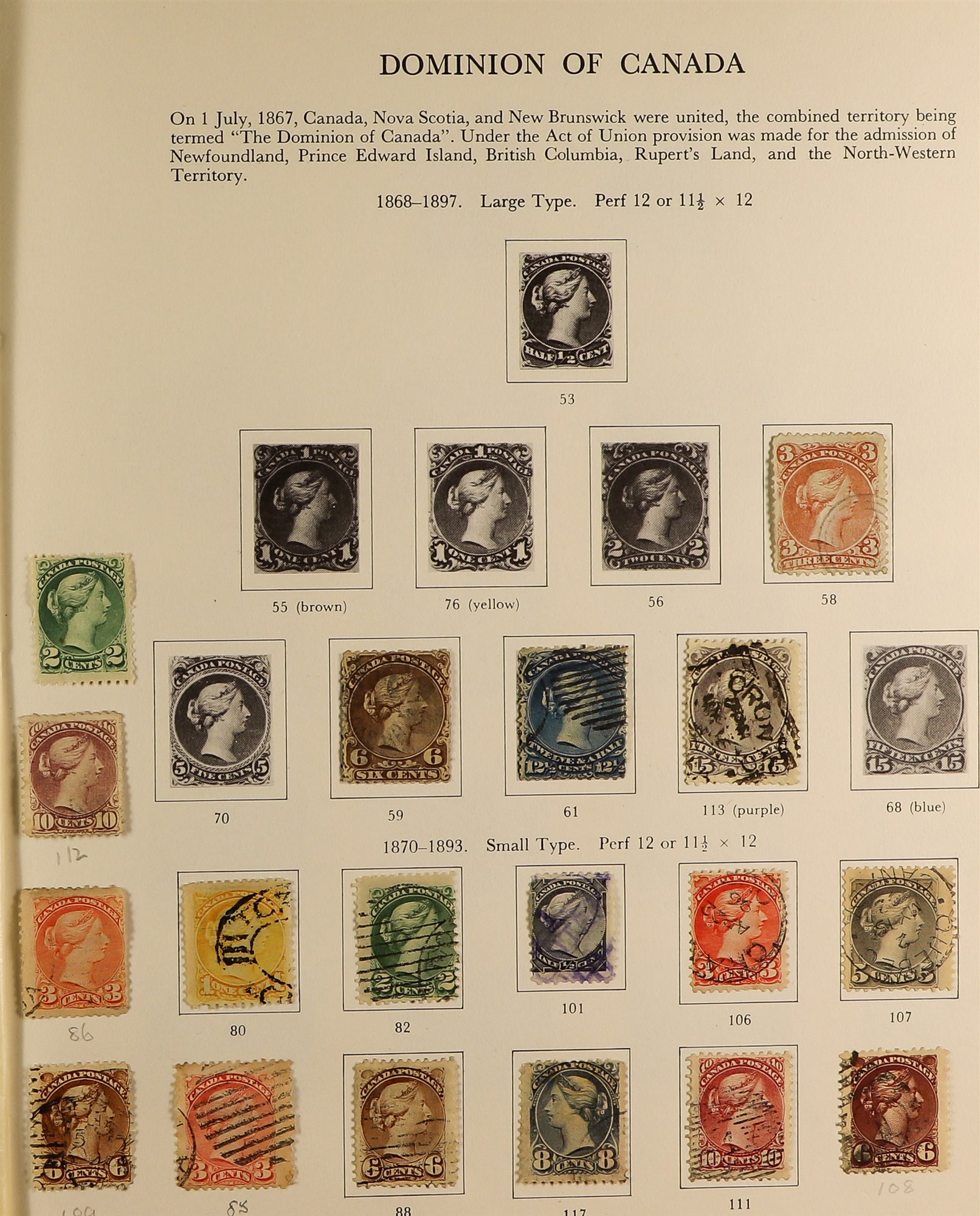 CANADA 1859-1971 COLLECTION of mint and used in an album, incl. 1868-90 3c, 6c, 12½c & 15c Large