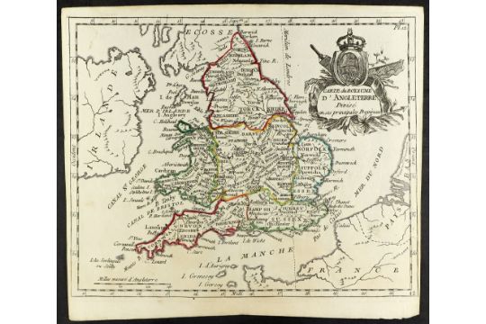 19TH CENTURY MAP OF ENGLAND Circa 1806 engraved map by DE LAPORTE of Paris, most attractive showing