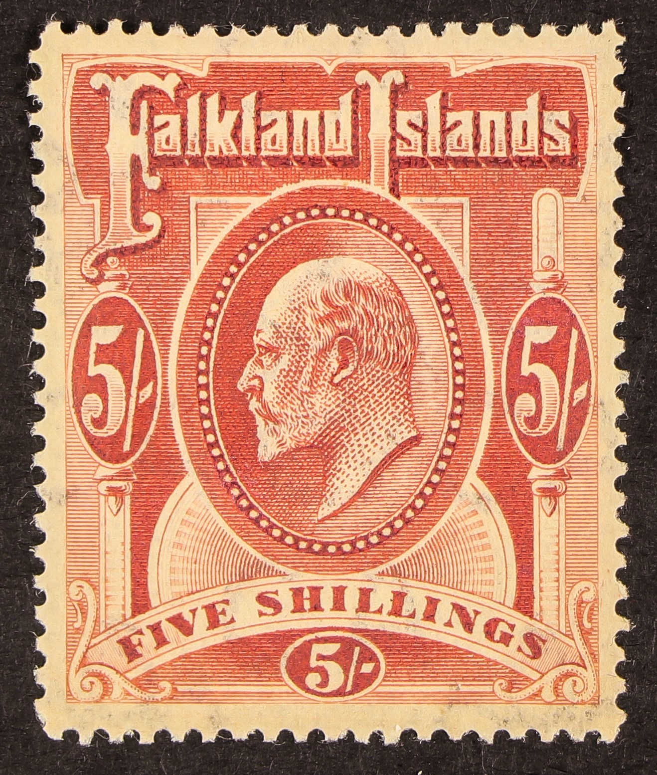 FALKLAND IS. 1904 5s red, SG 50, very fine mint. Cat. £225.