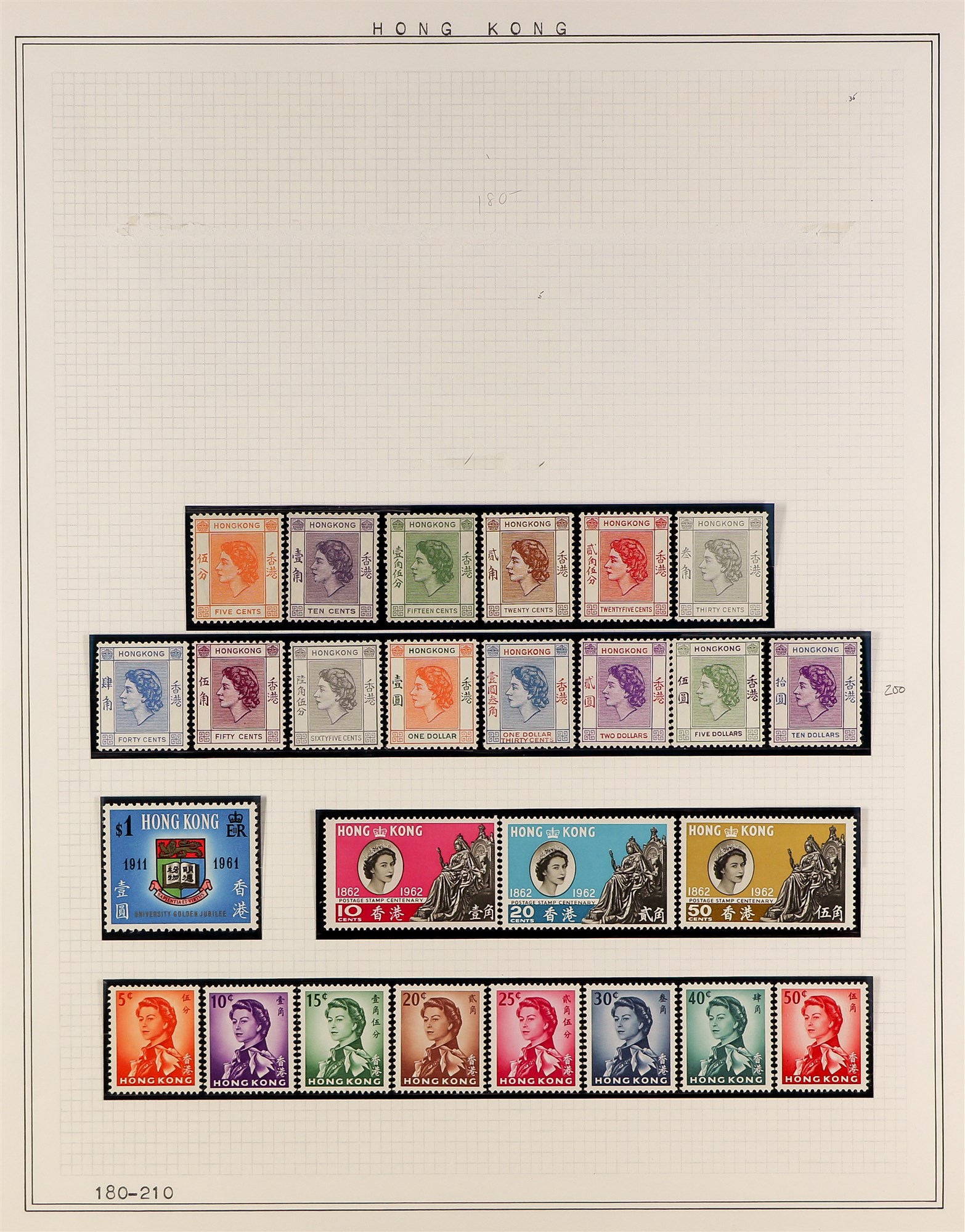 HONG KONG 1954-69 NEVER HINGED MINT COLLECTION incl. 1954-62 set, 1962-73 Annigoni set, 1963 $1.30