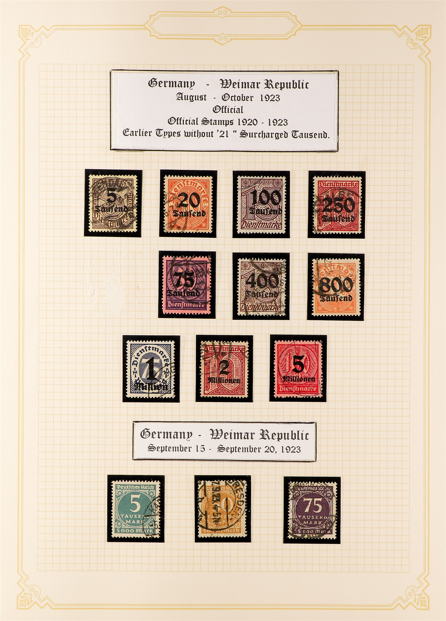 GERMANY 1919-1923 USED COLLECTION incl. 1920-21 opts on Bavaria set, 1920-21 Germania set, plus - Image 31 of 32