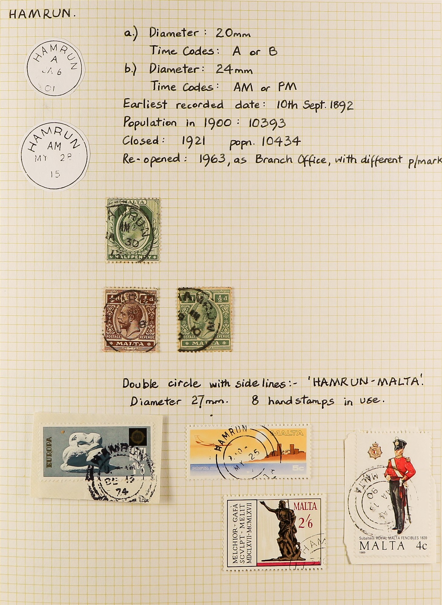 MALTA POSTMARKS COLLECTION in an album and stockbook, QV to more modern with many villages, cds's - Image 5 of 10