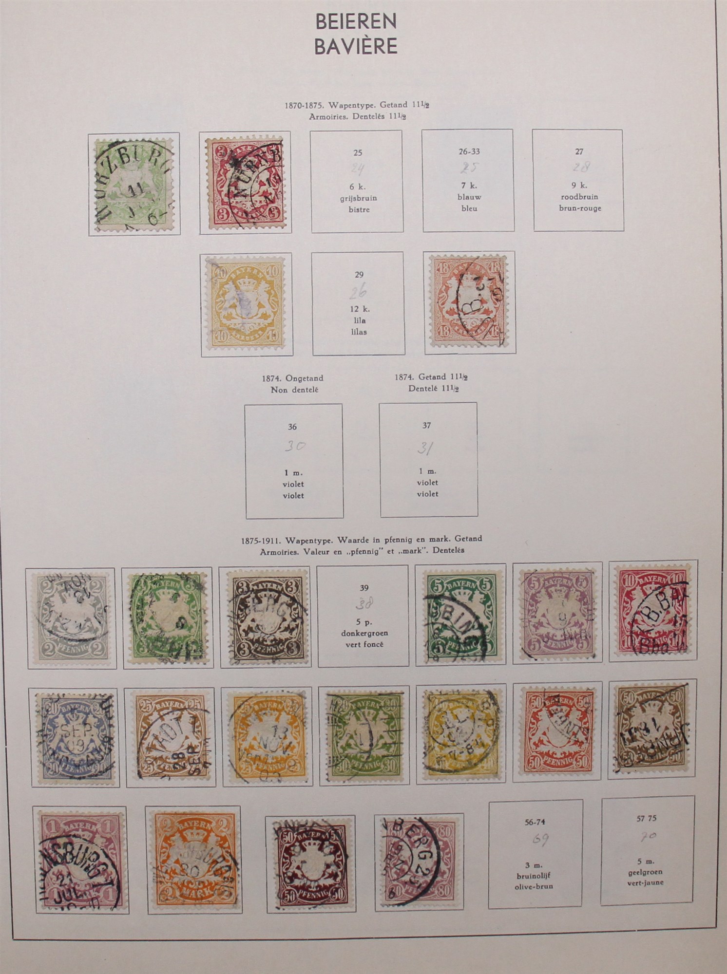 GERMAN STATES BAVARIA 1849-1920 a used collection on pages, incl. 1849-62 3k brown & 6k blue, 1850- - Image 2 of 9