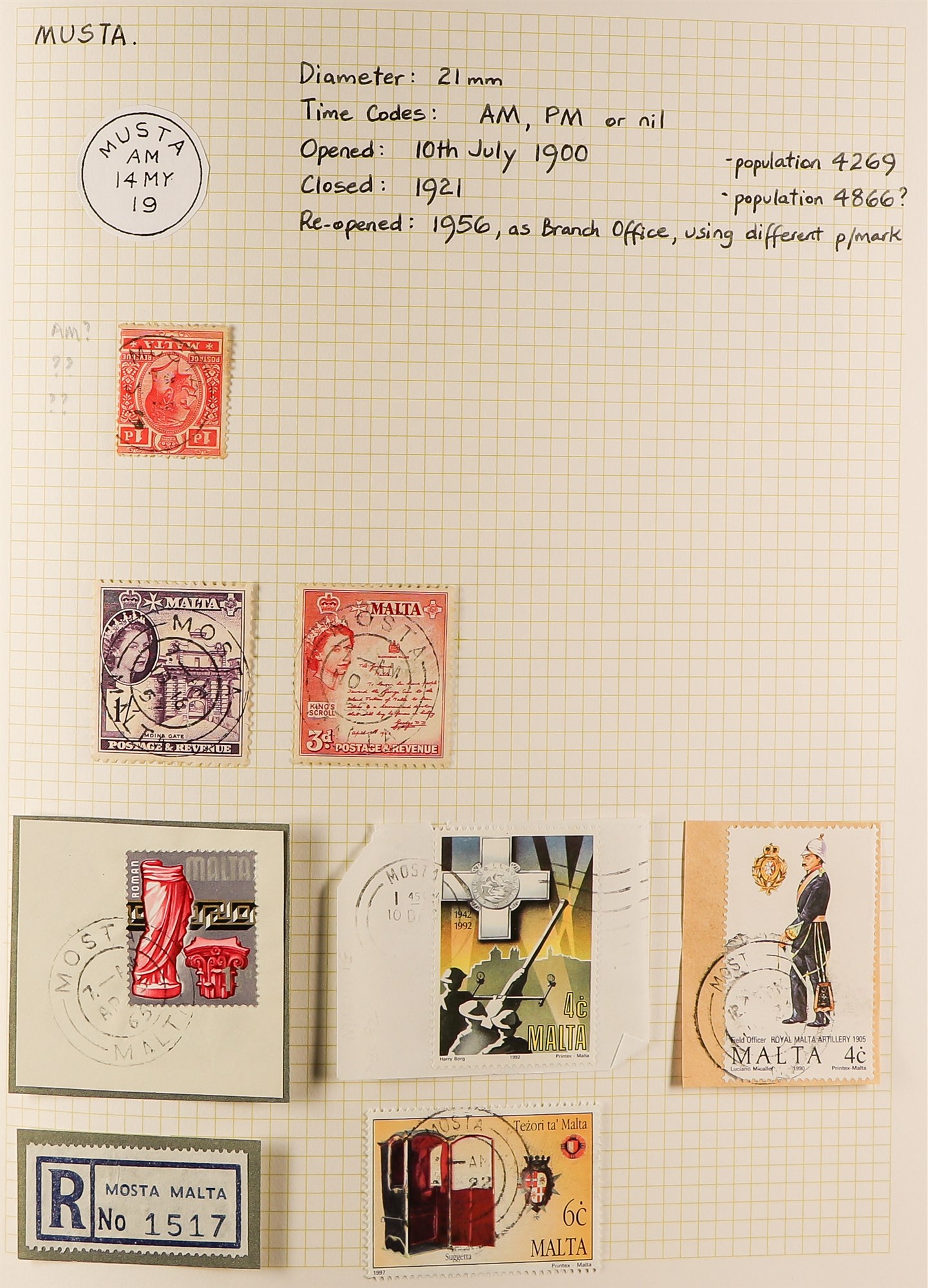 MALTA POSTMARKS COLLECTION in an album and stockbook, QV to more modern with many villages, cds's - Image 7 of 10