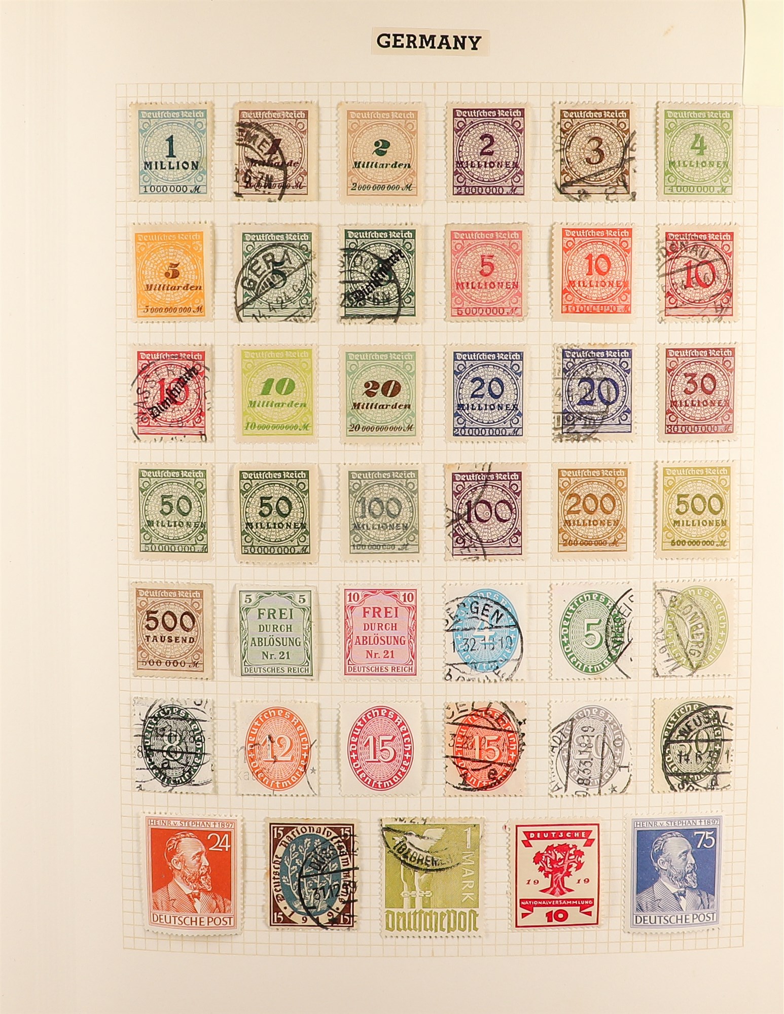 COLLECTIONS & ACCUMULATIONS WORLD "G" COUNTRIES IN AN ALBUM with mint and used incl. Germany incl.