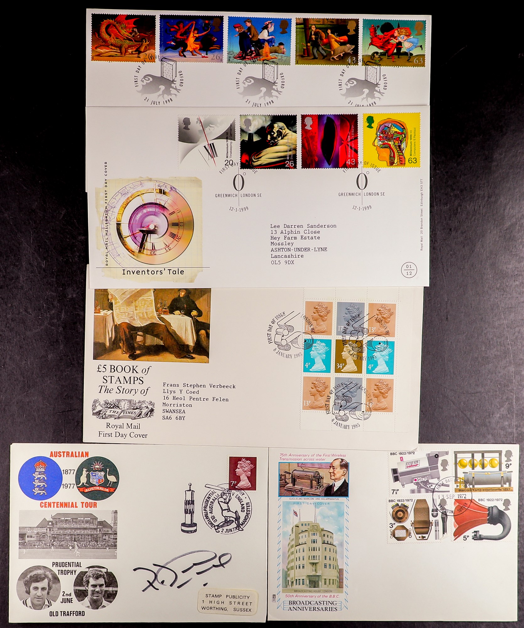 GB.FIRST DAY COVERS 1971 - 1999 loose assortment in box. Unchecked in any detail. Good mix (