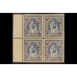 JORDAN 1952 15f on 15m ultramarine, Perf 12, SG 324, never hinged mint marginal block of four.