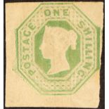 GB.QUEEN VICTORIA 1847-54 1s green Embossed, SG 55, a lovely mint example with large margins to