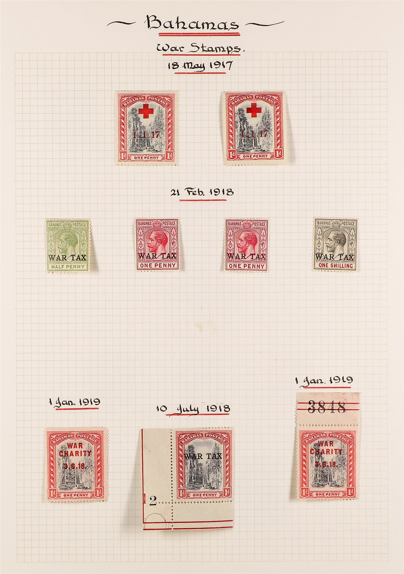 BAHAMAS 1901-35 MINT COLLECTION incl. Staircase types, 1912-19 set to 1s plus some shades, 1917-1919 - Image 3 of 7