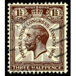 GB.GEORGE V 1929 1½d purple-brown PUC, "1829" variety, SG Spec. NCom7c, neat part machine cancel