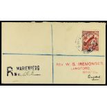 NEW GUINEA 1932 (May) neat registered "Iremonger" cover to England, bearing Official 2s. SG O40,