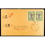 PAPUA 1938 (8th April) envelope to USA, bearing Pictorial 1d pair tied Port Moresby cds, at left