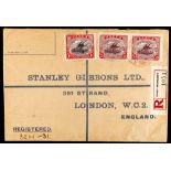 PAPUA 1931 (23rd June) registered cover to Stanley Gibbons, bearing Lakatoi 1d and pair of 2d,