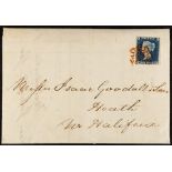 GB.QUEEN VICTORIA 1841 (9 Jan) EL from Manchester to near Halifax bearing a lovely 1840 2d blue (