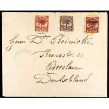 SAMOA 1900 (28th February) envelope to Germany, bearing Palm Tree ½d and 1d, Prov. Govt. overprinted