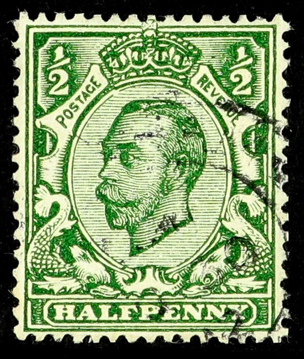 GB.GEORGE V 1912 ½d green, variety white spot in oval below "E", SG Spec. N4f, cds used, unpriced as