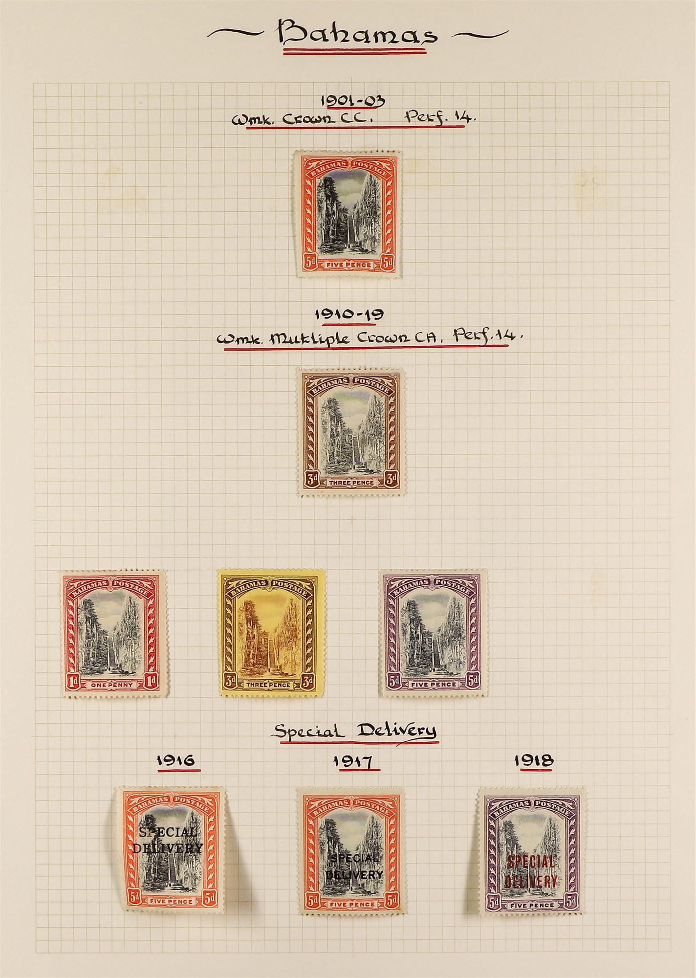 BAHAMAS 1901-35 MINT COLLECTION incl. Staircase types, 1912-19 set to 1s plus some shades, 1917-1919