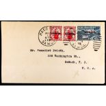SAMOA 1915 (19th May) envelope to USA, bearing 1914-15 1d Dominion pair and 2½d, unusually tied by