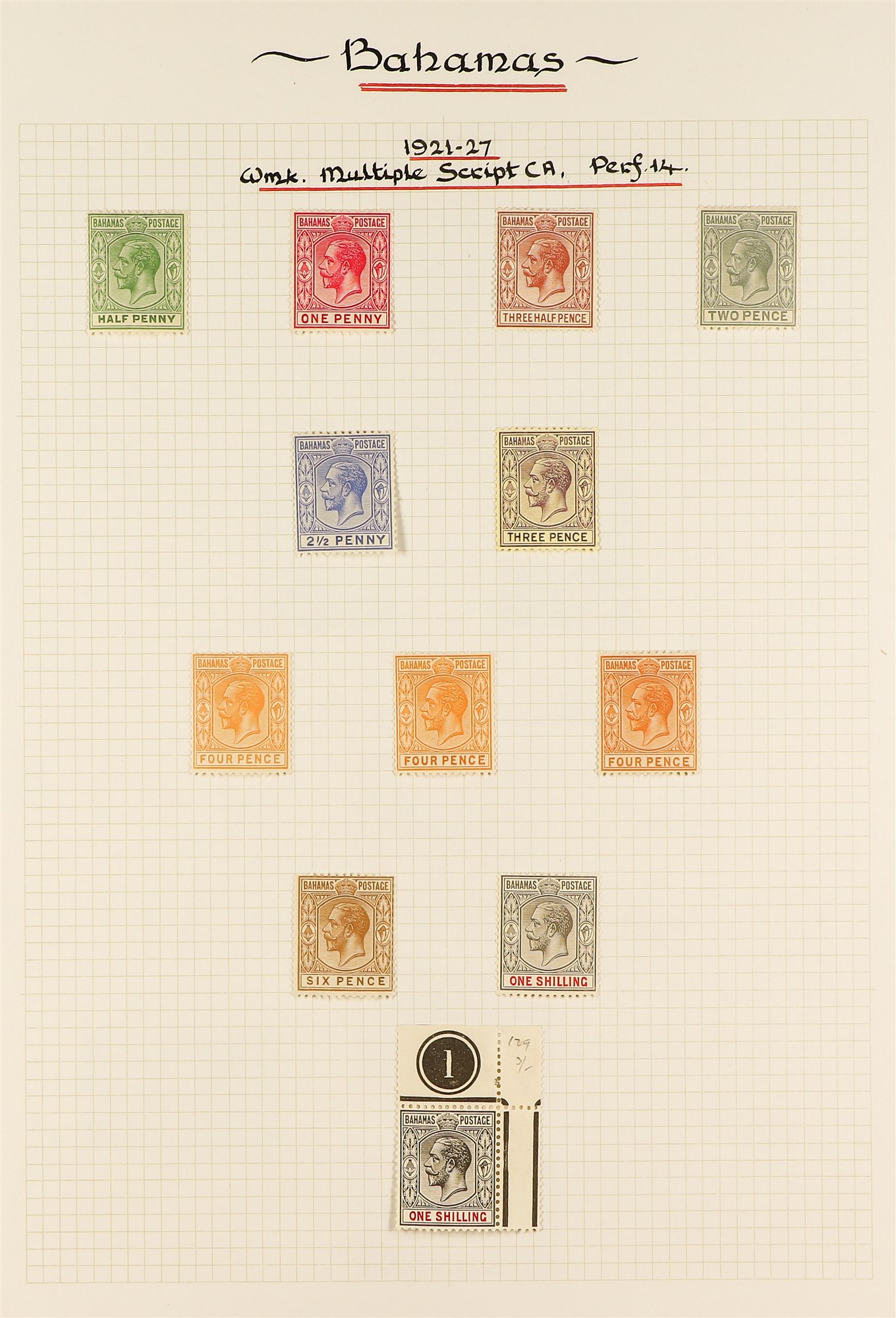 BAHAMAS 1901-35 MINT COLLECTION incl. Staircase types, 1912-19 set to 1s plus some shades, 1917-1919 - Image 6 of 7