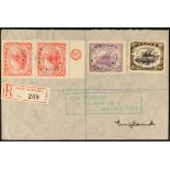 PAPUA 1912 (6th August) registered cover to England bearing Lakatoi mixed issue franking of 1910