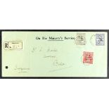 NEW GUINEA N.W.P.I. 1919 (11th March) OHMS envelope registered to Switzerland, bearing 1d, 2d and