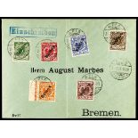 GERMAN COLONIES SAMOA 1900 overprinted set, SG 1/6, on a 1901 philatelic cover Apia to Germany,
