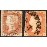 GB.QUEEN VICTORIA 1841 1d red-brown imperfs group, each with a CIRCULAR DATESTAMP cancellation, SG