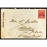 NEW GUINEA N.W.P.I. 1917 (July) envelope to Queensland, bearing 1d red tied by feint Madang cds,