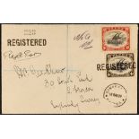 PAPUA 1909 (18th March) envelope registered from Samarai to England, bearing Lakatoi 1d and 4d,