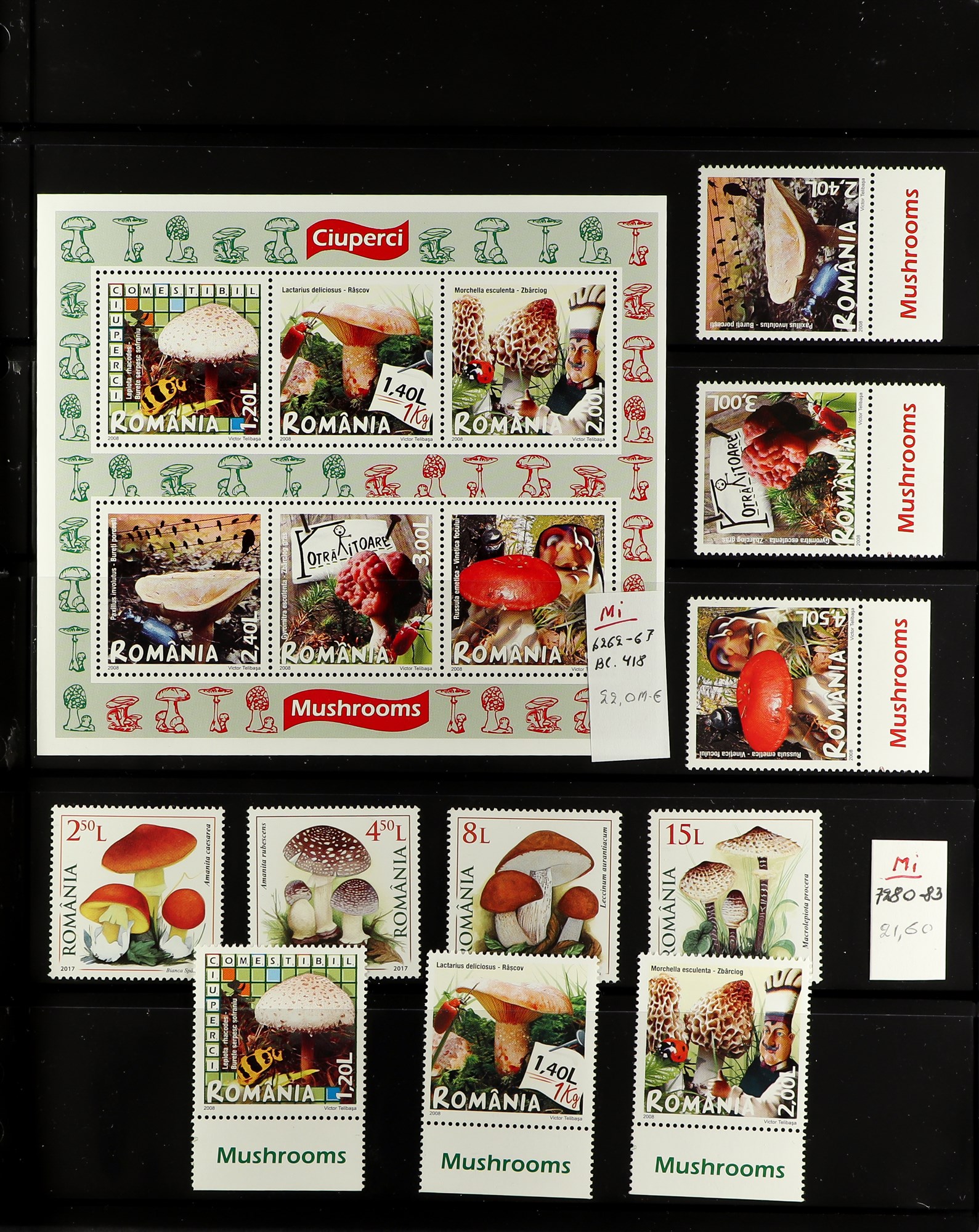 TOPICALS MUSHROOMS (FUNGI) OF EUROPE 1958-2018 never hinged mint collection of sets, miniature