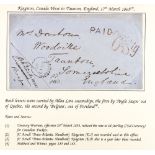 CANADA 061 TRANS-ATLANTIC MAIL 1865 KINGSTON, C.W., TO TAUNTON, ENGLAND (17th March) letter,