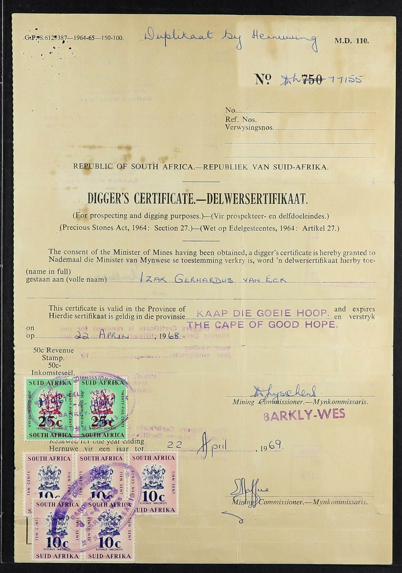 SOUTH AFRICA DOCUMENTS 1885-1974 interesting range with paid cheques, Cape invoices with 1d stamps - Image 2 of 4